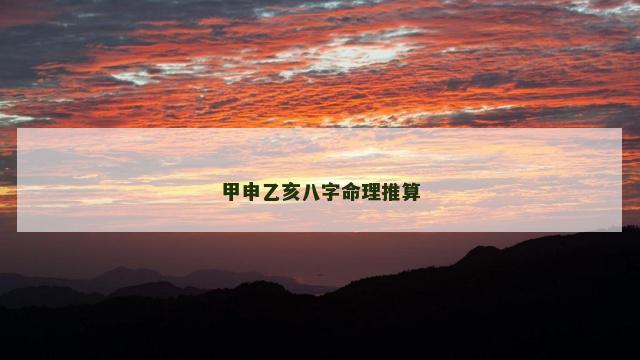 甲申乙亥八字命理推算