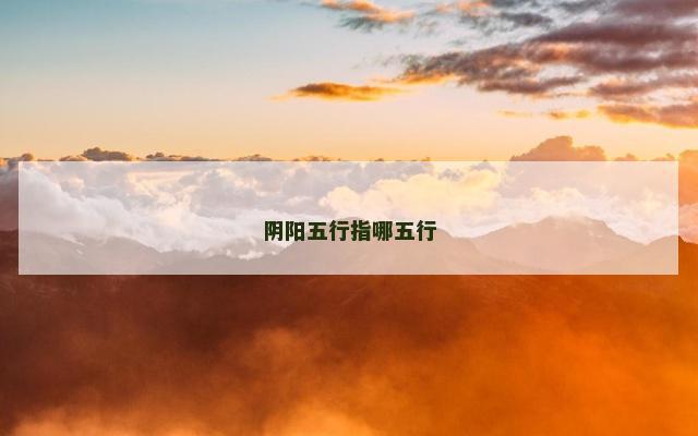 阴阳五行指哪五行