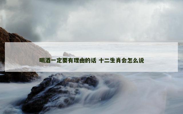 喝酒一定要有理由的话 十二生肖会怎么说