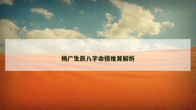 杨广生辰八字命格推算解析