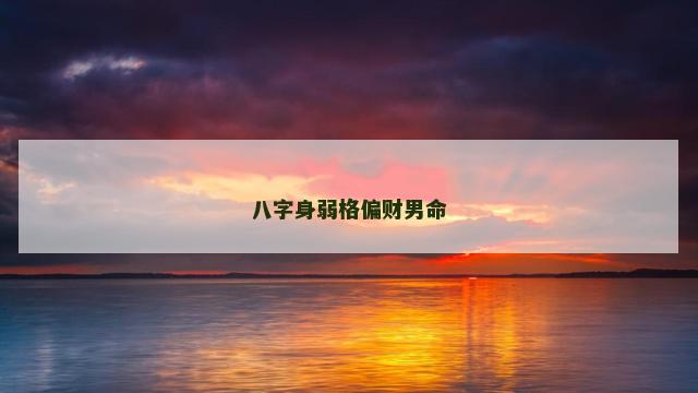 八字身弱格偏财男命
