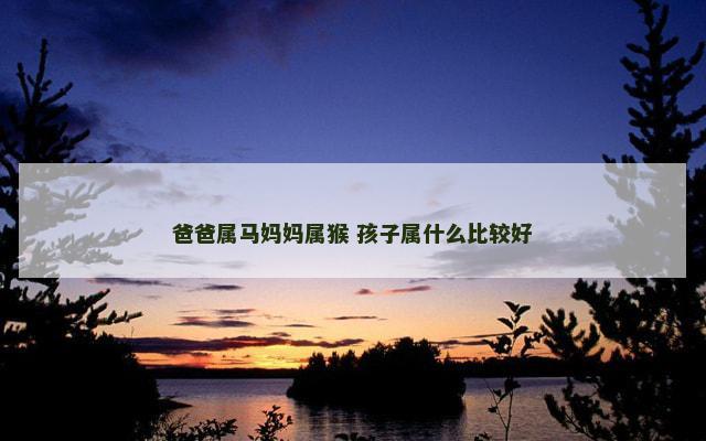 爸爸属马妈妈属猴 孩子属什么比较好