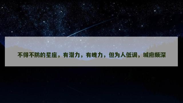 不得不防的星座，有潜力，有魄力，但为人低调，城府颇深