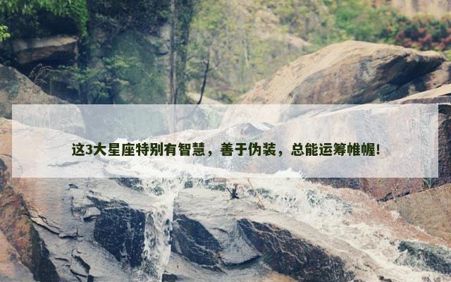 这3大星座特别有智慧，善于伪装，总能运筹帷幄！