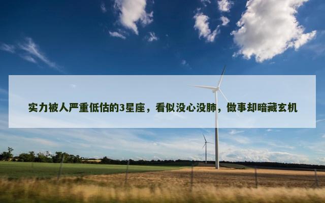 实力被人严重低估的3星座，看似没心没肺，做事却暗藏玄机