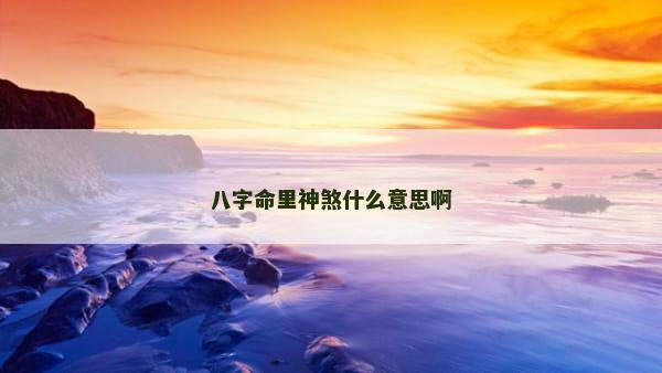 八字命里神煞什么意思啊