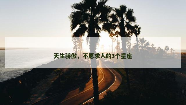 天生骄傲，不愿求人的3个星座