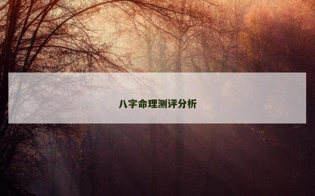 八字命理测评分析