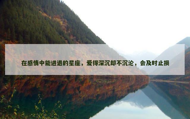 在感情中能进退的星座，爱得深沉却不沉沦，会及时止损
