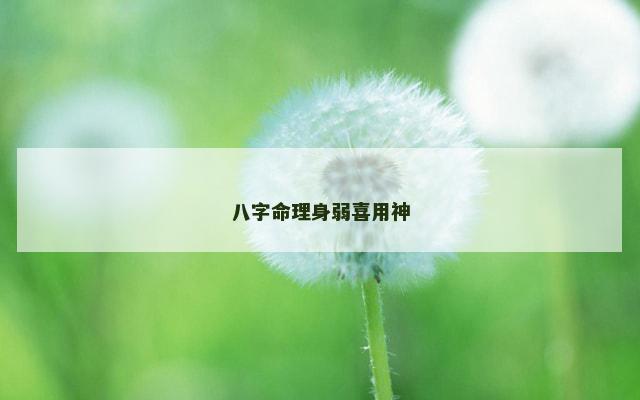 八字命理身弱喜用神