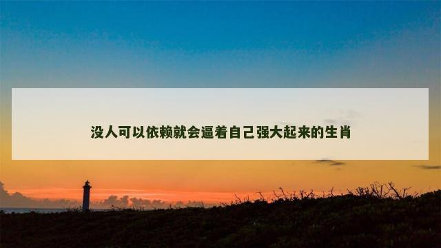没人可以依赖就会逼着自己强大起来的生肖
