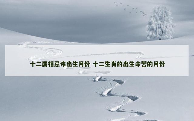 十二属相忌讳出生月份 十二生肖的出生命苦的月份
