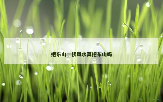 把东山一楼风水算把东山吗