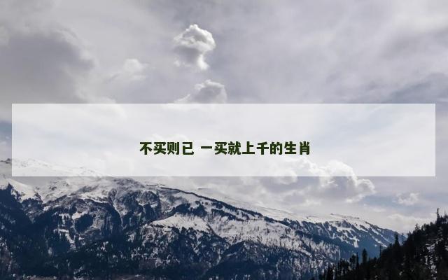 不买则已 一买就上千的生肖