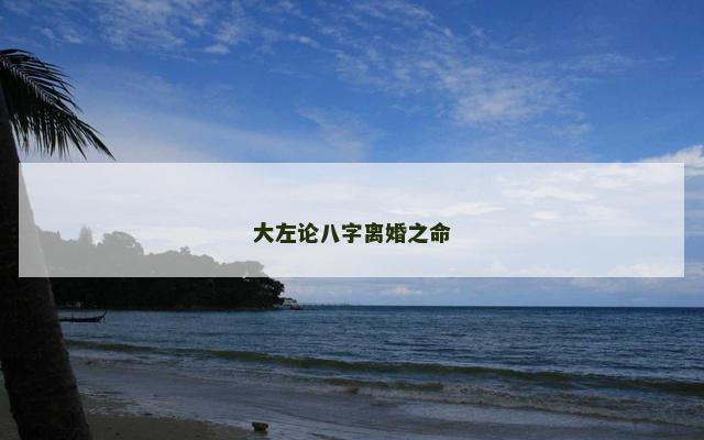 大左论八字离婚之命