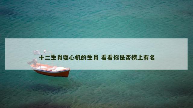 十二生肖耍心机的生肖 看看你是否榜上有名