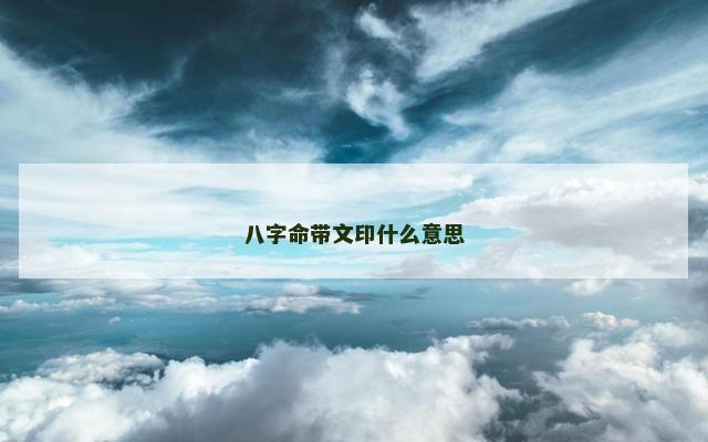 八字命带文印什么意思