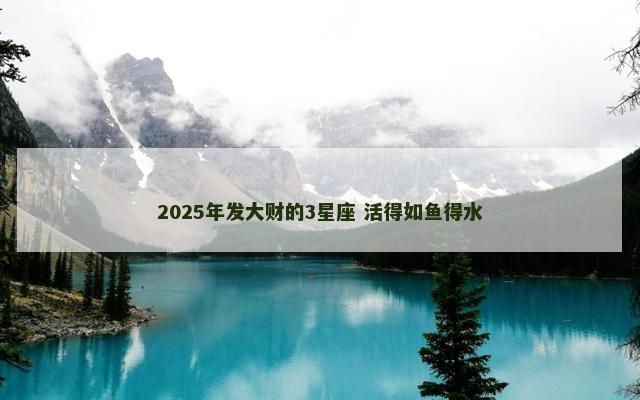 2025年发大财的3星座 活得如鱼得水
