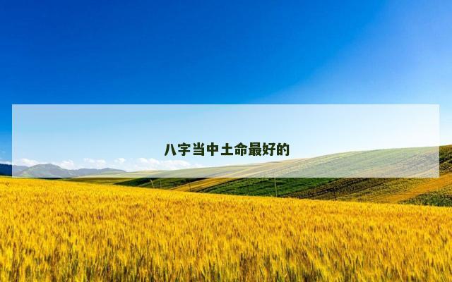 八字当中土命最好的