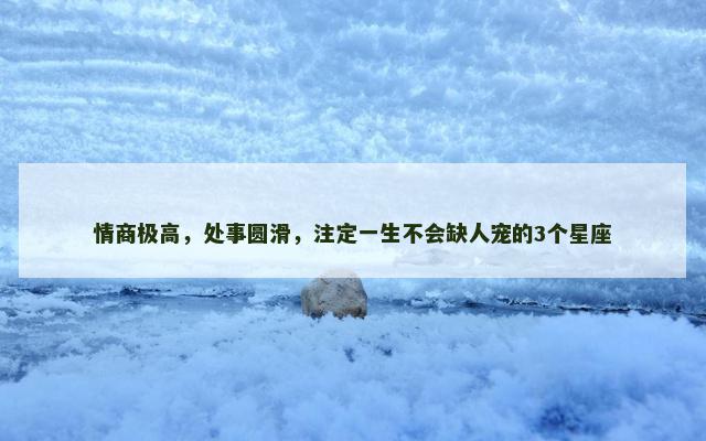 情商极高，处事圆滑，注定一生不会缺人宠的3个星座
