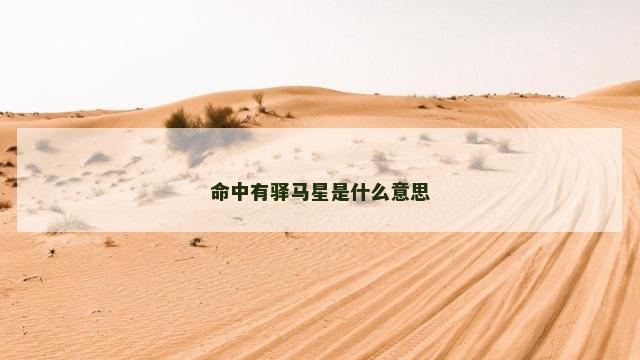 命中有驿马星是什么意思