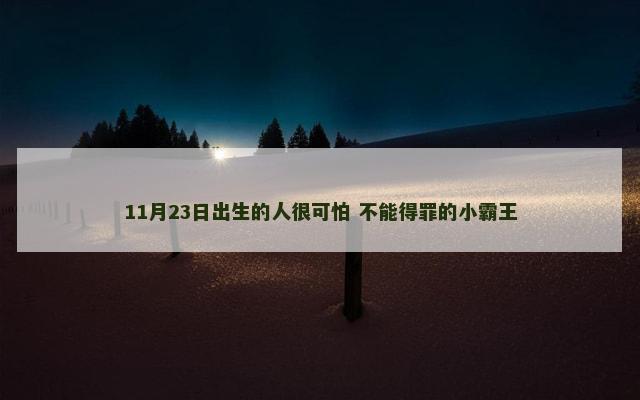 11月23日出生的人很可怕 不能得罪的小霸王