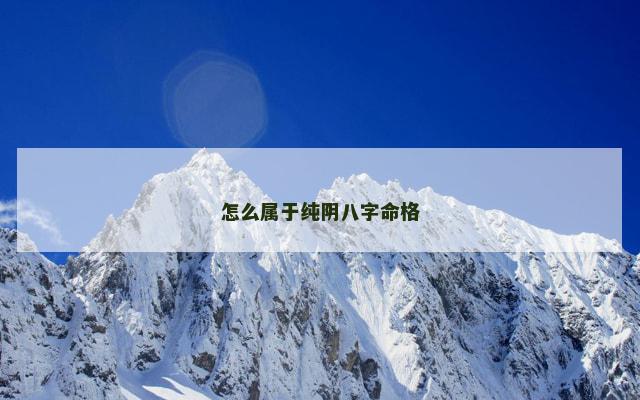 怎么属于纯阴八字命格