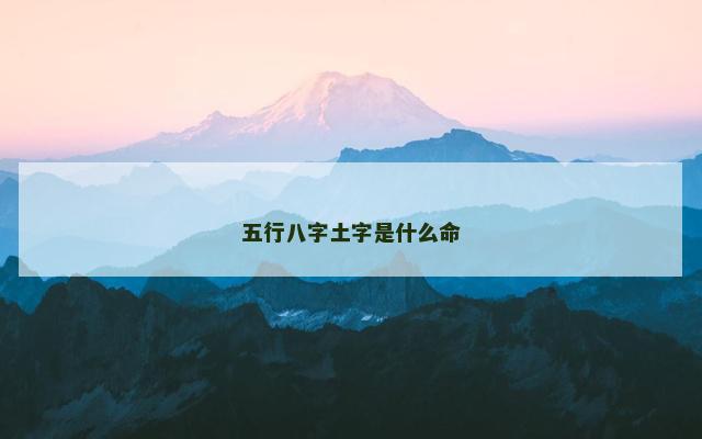 五行八字土字是什么命