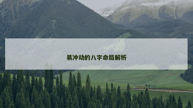 易冲动的八字命局解析