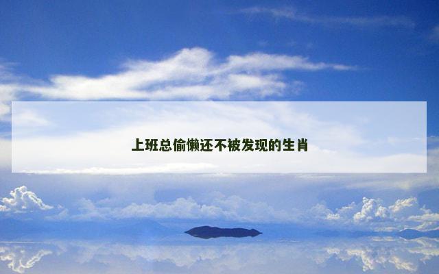 上班总偷懒还不被发现的生肖