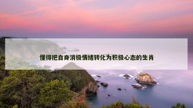 懂得把自身消极情绪转化为积极心态的生肖