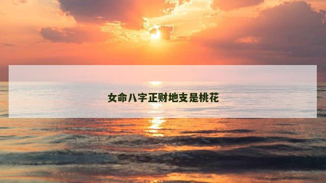 女命八字正财地支是桃花