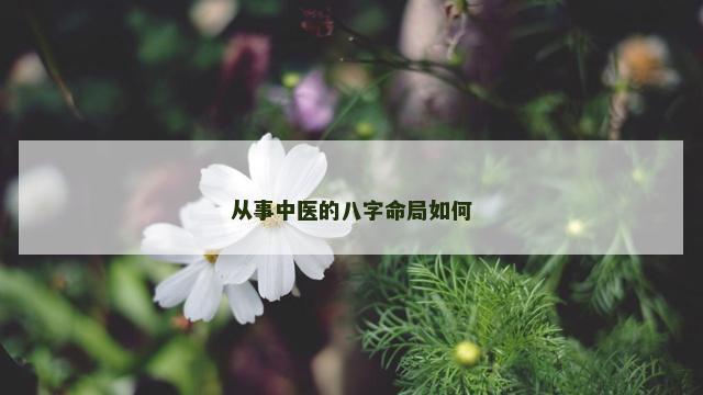 从事中医的八字命局如何