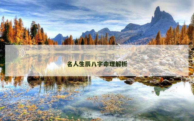 名人生辰八字命理解析