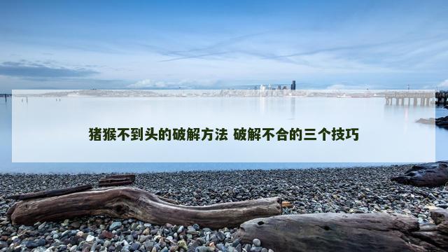 猪猴不到头的破解方法 破解不合的三个技巧