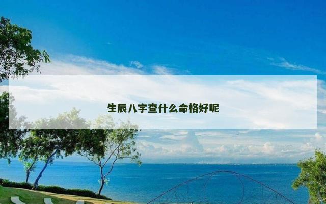 生辰八字查什么命格好呢