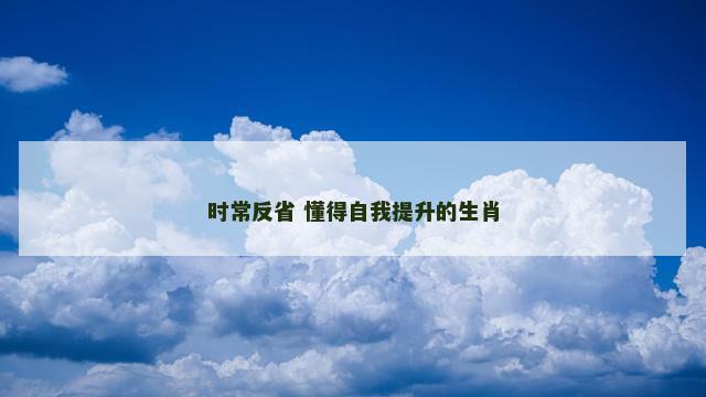 时常反省 懂得自我提升的生肖