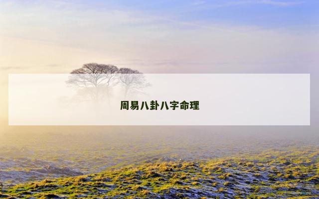 周易八卦八字命理