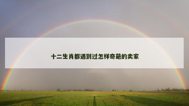 十二生肖都遇到过怎样奇葩的卖家