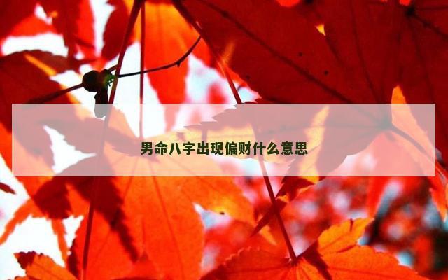 男命八字出现偏财什么意思