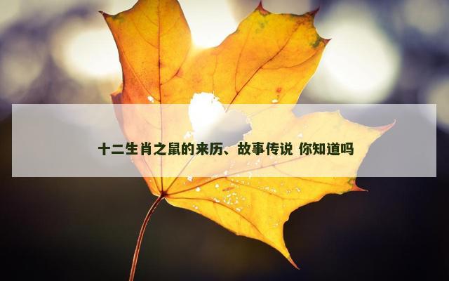 十二生肖之鼠的来历、故事传说 你知道吗