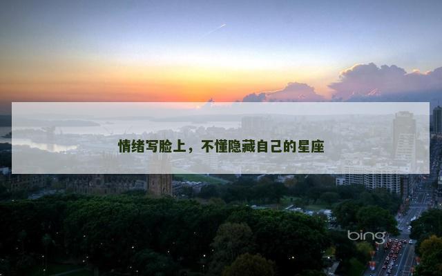 情绪写脸上，不懂隐藏自己的星座
