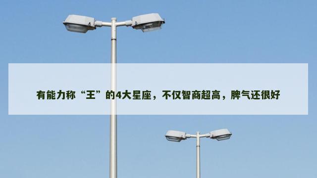 有能力称“王”的4大星座，不仅智商超高，脾气还很好