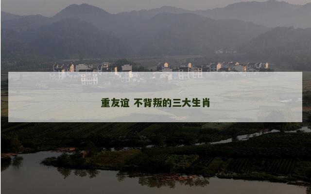 重友谊 不背叛的三大生肖
