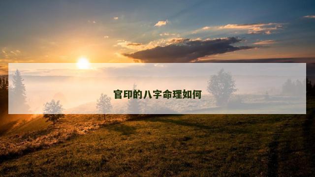 官印的八字命理如何