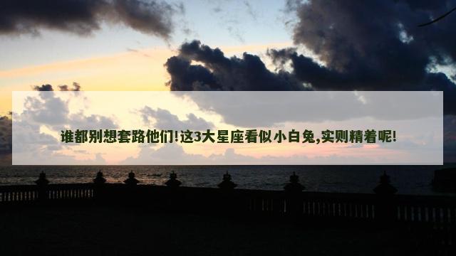 谁都别想套路他们!这3大星座看似小白兔,实则精着呢!