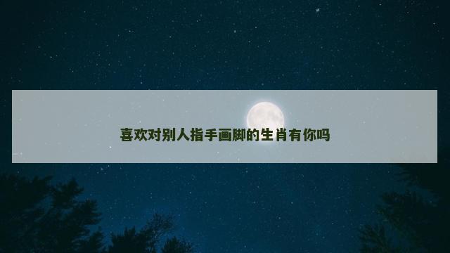 喜欢对别人指手画脚的生肖有你吗