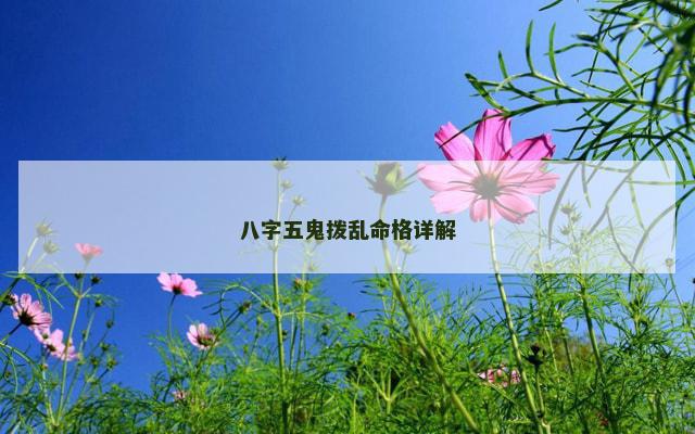 八字五鬼拨乱命格详解