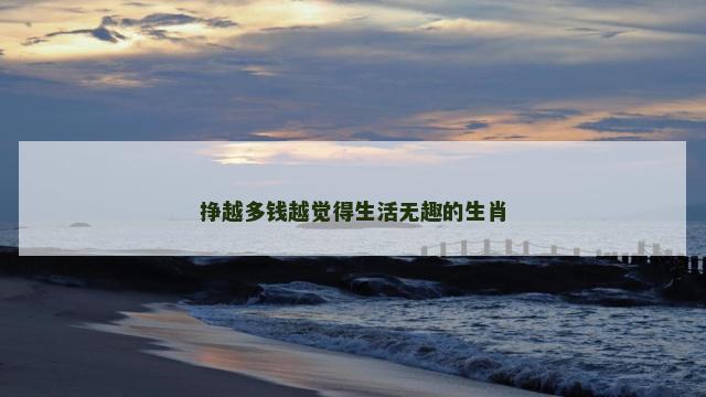 挣越多钱越觉得生活无趣的生肖