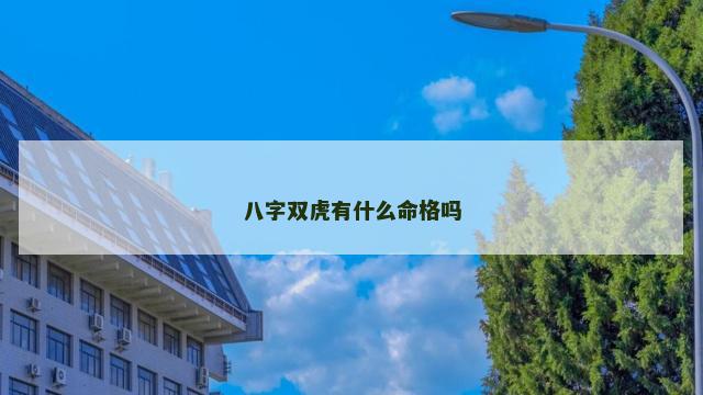 八字双虎有什么命格吗